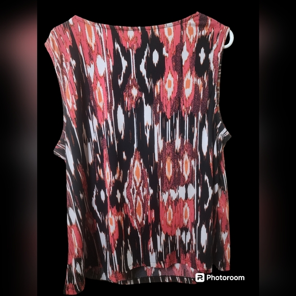 Geoege Sleeveless red black and white  Aztec Print blouse XXL - Picture 2 of 4